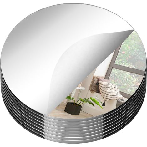 Lot de 9 miroirs ronds en acrylique pour décorations de table, miroirs muraux, bougeoirs muraux, décorations de table pour mariages, fêtes prénatales, Noël (15 cm, 20 cm) (1/5)