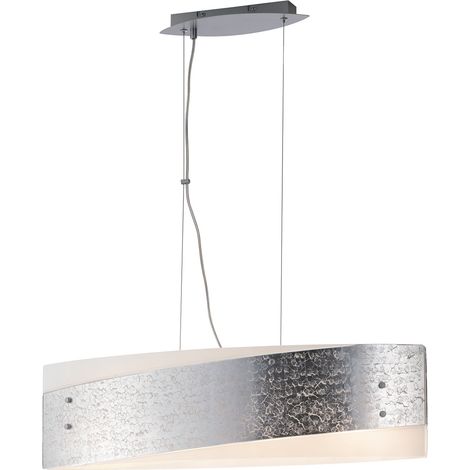 "Sospensione PARIS in vetro con decoro in foglia argento 75 cm." (1/2)