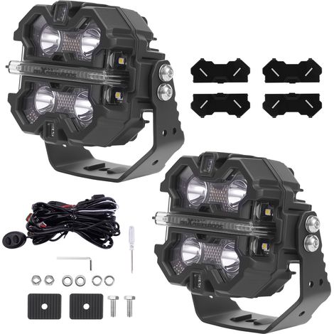 Square Projecteur LED 3.5" For 4WD 4x4 SUV Marine 160W RGB DRL IP68 Spot 19200LM (1/5)