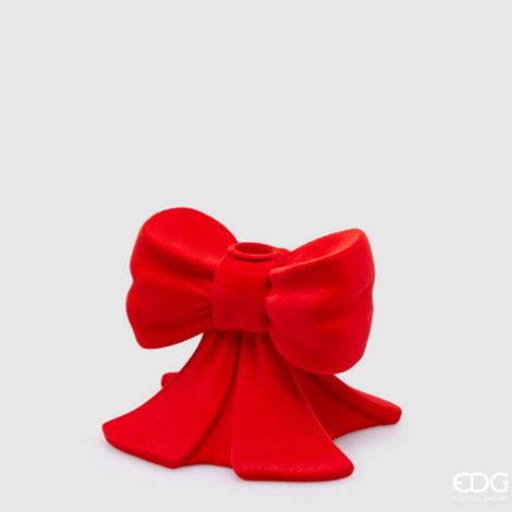 PORTA CANDELA A FORMA DI FIOCCO, IN VELLUTO, 11X13X13CM, NATALE, DECORAZIONI NATALIZIE
