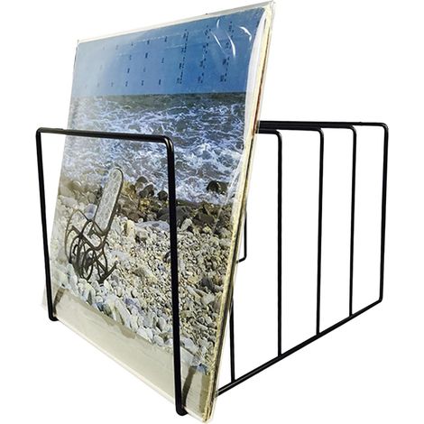 Support pour disques vinyles en vinyle, support pour disques vinyles - Support en métal - Étagère de rangement pour magazines, livres, albums, documents (1/5)