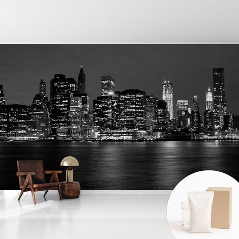 Papier peint décoratif avec colle pour salon, chambre à coucher et bureau – Design moderne et facile à poser Métropole nocturne 416x254 cm (1/5)