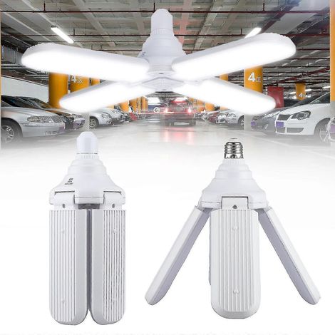 Éclairage LED 45 W pour garage, éclairage LED lumière du jour, panneaux déformables à 3 feuilles, plafonnier LED pour garage et grenier.