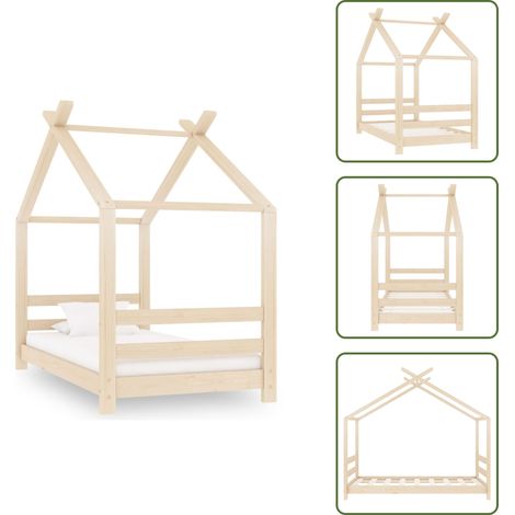 The Living Store Kinder-Bettgestell Massivholz Kiefer 70x140 cm - Holzbett - Kinderbett - Jugendbett - Baumhausbett - Betten Für Kinder (1/5)