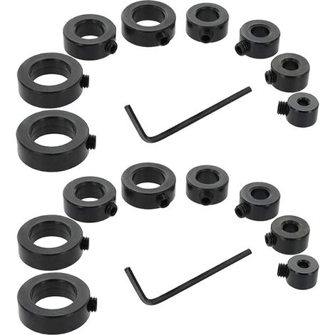 Lot de 2 bagues de butée de profondeur avec clé hexagonale, foret d'arrêt profondeur, anneau de limiteur de profondeur, bague de réglage de la position (3/4/5/6/8/10/12/16 mm). (1/5)