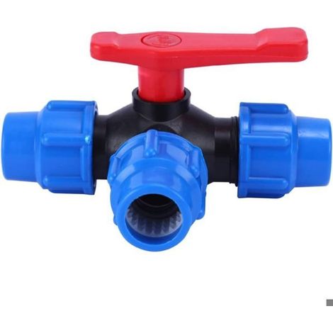 Vanne à bille 3 voies 40 mm – Connexion rapide, PVC – Résistance à la corrosion – Pour fluides (1/4)