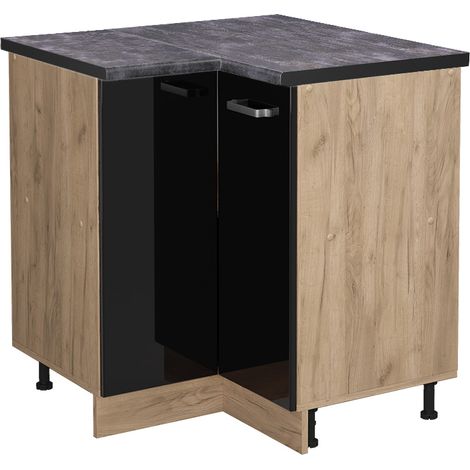 Meuble d'angle R-Line, Noir Haute brillance, 75.6 cm , PT Anthracite, Vicco