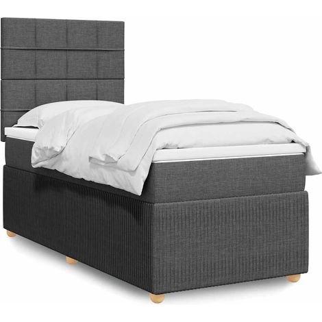 Boxspringbett mit Matratze Dunkelgrau 80x200 cm Stoff