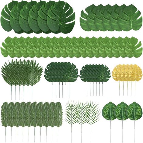 70 feuilles de palmier artificielles, 10 variétés différentes, pour une décoration tropicale. (1/5)