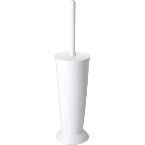 Brosse Toilettes WC Polystyrène sans BPA Design Compact et Fonctionnel Balayette WC Hygiénique 12 x 12 x 38 cm - Collection Alpha - Blanc (1/5)