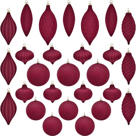 Boule De Noël - Flocage Velours - Diamètre 8 Cm - Décoration Arbre De Noël Intérieur Extérieur - Lot De 27 Pièces