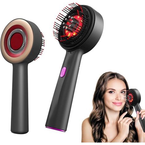 Massaggiatore elettrico per la testa, massaggiatore per la testa 2 in 1, spazzola massaggiante, applicatore elettrico di olio per capelli, 3 modalità, pettine elettrico con luce rossa, serbatoio per s (1/5)