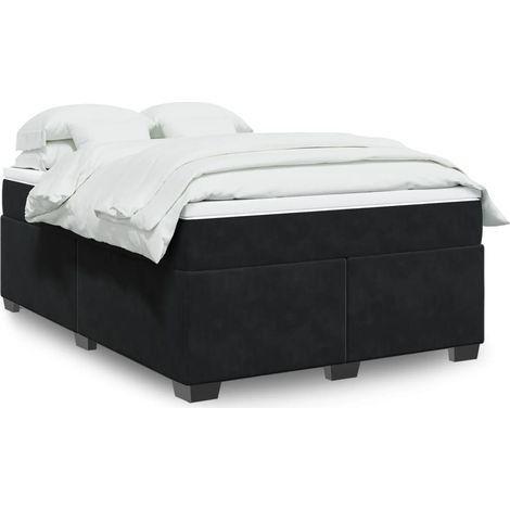 Boxspringbett mit Matratze Schwarz 160x200 cm Samt