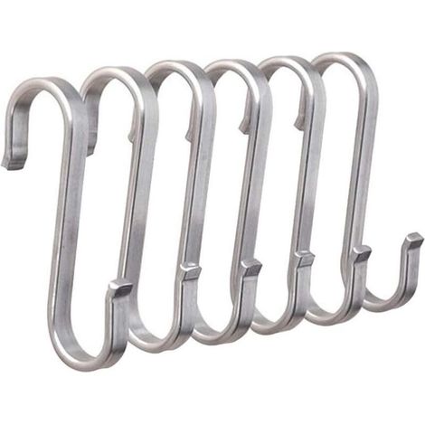 Crochets métalliques robustes en acier inoxydable 304 en forme de S pour suspendre les casseroles et poêles de cuisine, support de (1/5)