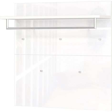 Portemanteau mural avec penderie 97x30x96 cm blanc brillant - GENYX