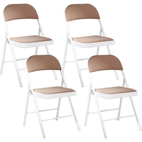 Klappstuhl 4er Set SPARKS Metall Beige / Weiß (1/5)