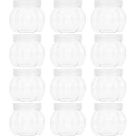 Lot de 12 bocaux transparents en forme de citrouille pour ranger vos bonbons.-7.00X7.00X6.50CM-Transparent (1/4)