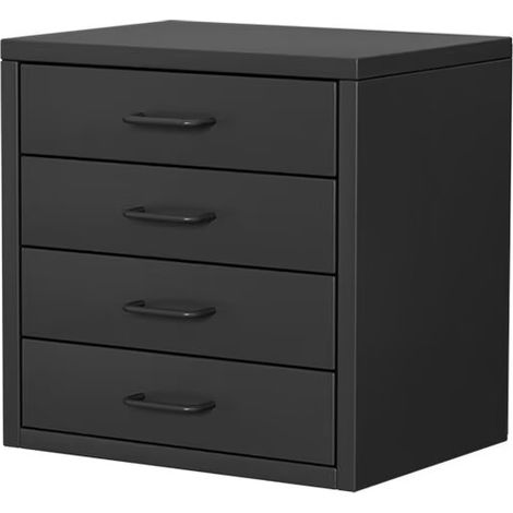 Table de Nuit, avec 4 Tiroir, Poignée, Table d’Appoint, pour Chambre, Salon,Noir (1/2)