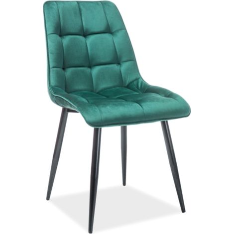 Chaise design velours vert et pieds noirs Harriet (1/4)