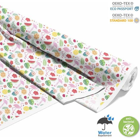 TESSUTI DECORATIVI PER ESTERNI OXFORD - Motivo Fenicottero Frutta Fiori (1/5)