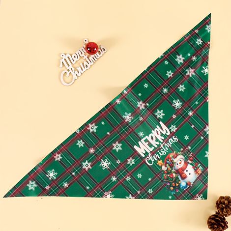 Bavoir triangulaire de Noël pour animaux de compagnie, bavoir anti-bave pour chats et chiens - Modèle 2 - 63 x 43 cm (Bords cousus double face) - Fabricant d'origine