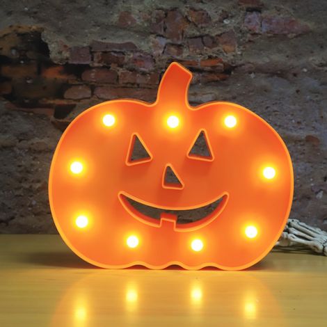 Enseigne lumineuse LED orange en forme de citrouille – Décoration d'Halloween intérieure pour chambre, chambre d'enfant et crèche (1/5)