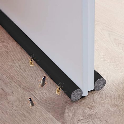 Bas De Porte Double Isolant, Fond Joint De Porte, Isolant Phonique Thermique Bande D'étanchéité, Résistant à la Poussière, au Vent et aux Insectes-noir