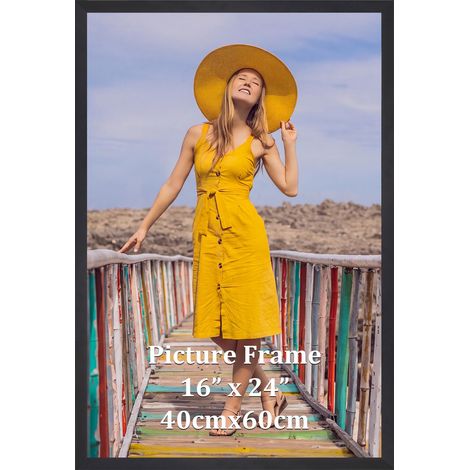 Cadre Photo 40x60 cm Aluminium Noir, Grand Cadre Métallique pour Photos, Posters et œuvres d'art, à Suspendre Horizontalement ou Verticalement au Mur (1/5)