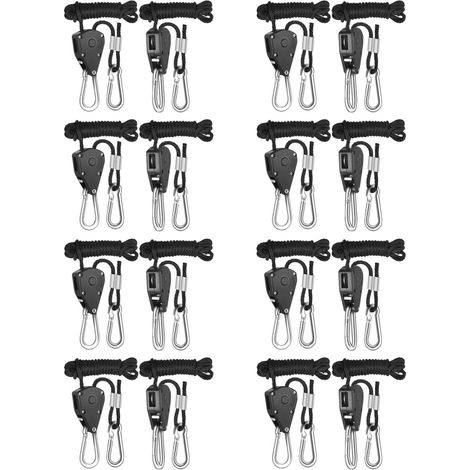 Set mit 8 robusten Aufhängungskarabinern, verstärktes schwarzes Metall, 2,4 m (8 Fuß), 3 mm (1/8 Zoll), Tragfähigkeit 68 kg (150 Pfund)