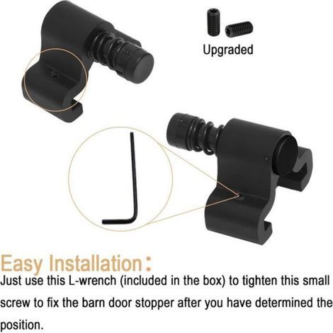Scheunentorstopper für flache Scheunentorschienen, verstellbarer, federbelasteter Türstopper, 2er-Set (1/5)