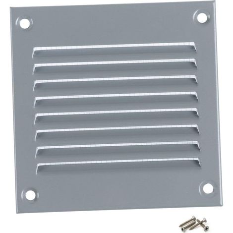 1 - Grille D'Aération - Registre D'Évacuation - En Métal Galvanisé Avec Moustiquaire - Pour Mur Et Plafond - Gris - 10x10cm (1/5)