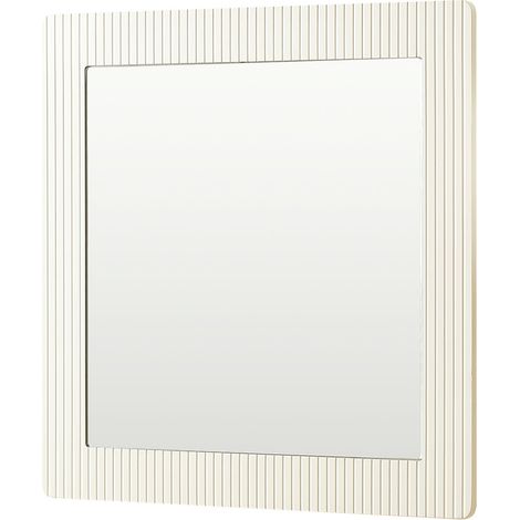 Espejo de pared cuadrado 80 x 80 cm blanco con marco en efecto madera, diseño moderno (1/5)