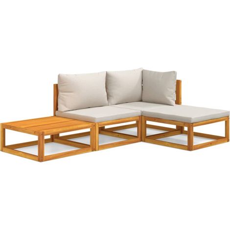 Maison Exclusive - Set Salotto Giardino 4pz Cuscini Grigio Chiaro Legno Massello