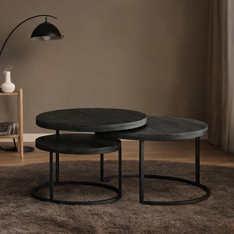 Table basse coloris noir en métal MDF 78,5 x 78,5 x 46,5 cm (1/5)