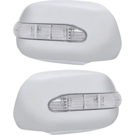 Silberne Chrom-Außenspiegelkappen mit LED-Blinkern für Toyota Hilux Vigo Modelle der Baujahre 2005-2011.