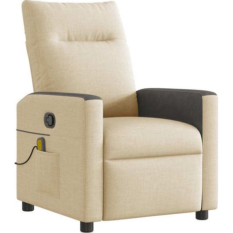 Fauteuil de massage inclinable en tissu beige (1/5)