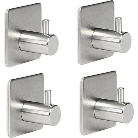 GWHOLE Set of 4 Self-Adhesive Stainless Steel Hooks for Towels, Dishcloths, Coats, and Bathrobes (1/4)