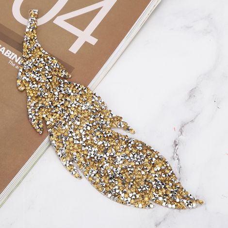 5 Pièces de Feuilles à Strass Autocollants pour Décoration DIY Téléphone et Vêtements Dorés (1/5)