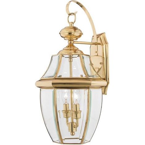Elstead Newbury - 2 Light Outdoor Große Wandlaterne Licht aus poliertem Messing IP44, E14