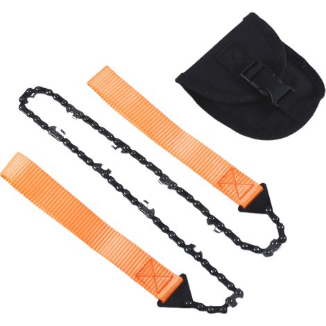 Scie à main à chaîne, scie à chaîne portative, scie à main à chaîne pliante, scie à sac de survie, scie à chaîne manuelle, 11 dents, pour le camping, la randonnée et le jardinage