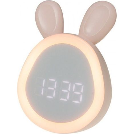 Réveil Lapin - Batterie Rechargeable 1500 mAh - Autonomie 2 Semaines - USB - Rose - Dimensions 88x73,5x112 mm - 1 Pièce