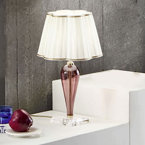Lampada da tavolo 25x46 cm DEBUSSY luci in vetro lavorato a mano Borgogna (1/2)