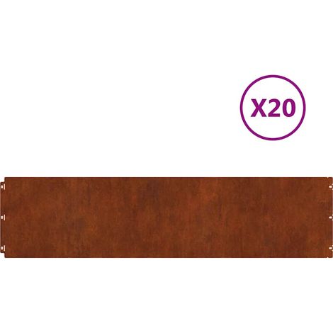 vidaXL Borde de Césped 20 uds. 25 x 103 cm Acero oxidado Oxidado (1/2)