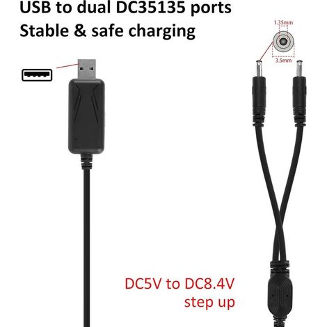 Doppelladekabel für wiederaufladbare Akkus, DC 5V auf DC 8,4V, Spannungswandler, Netzteil, 3,5 x 1,35 mm Klinkenanschluss DC35135 (1/4)