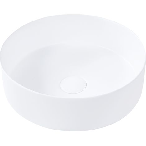 Lavabo sobre encimera de cerámica baño redondo blanco crema mate ⌀ 36 cm Calig