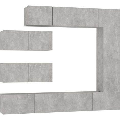 Maison Exclusive - 7-tlg. TV-Schrank-Set Betongrau Holzwerkstoff (1/5)