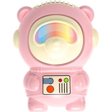 Mini ventilador recargable USB con cable, ventilador de cuello, ventilador portátil, lindo diseño de oso.