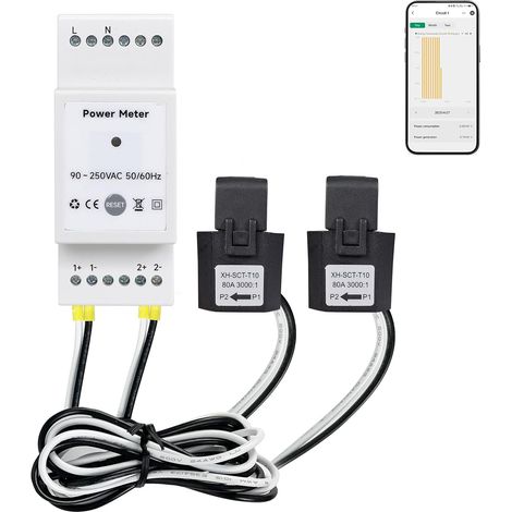 Smart Energy Monitor - Tuya,  single-phase,  real-time voltage,  current,  power factor and active power measurement,  mobile app control,  472-W-TY-80A (1/5)