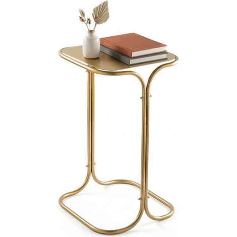 Couchtisch Perrero, quadratisch, Metallplatte, Farbe Gold, 30x30x52h cm Gold