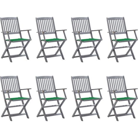 Klappbare Gartenstühle 8 Stk. mit Kissen Massivholz Akazie